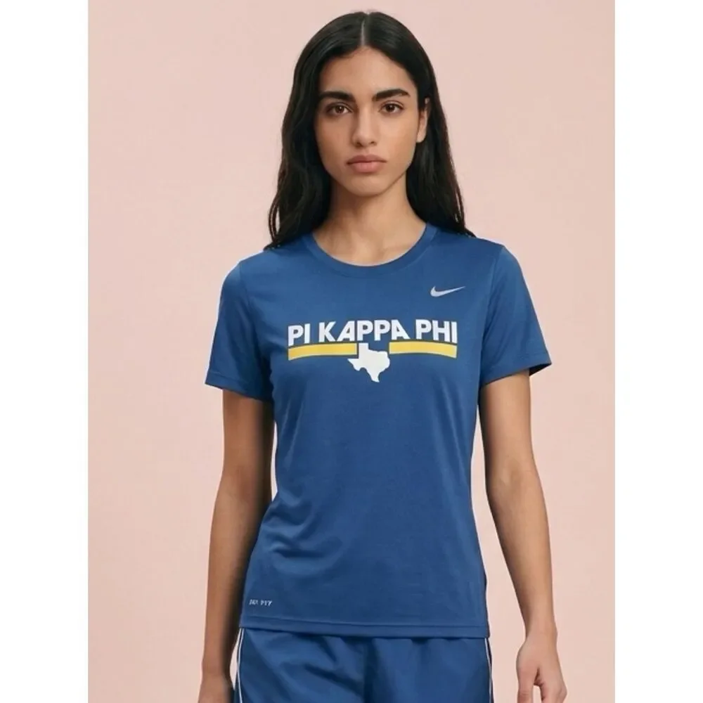 EUC - Nike Women’s Ladies Pi Kappa Phi Blue Short Sleeve Shirt Top - Size Large